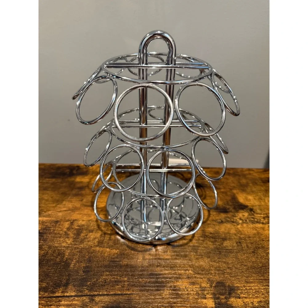 Chrome Rotating Coffee‎ Pod Carousel 27 Count 3-Tier Capsule Holder Organizer